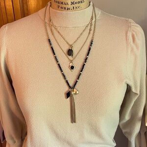 Express Gold Tone Multi Layered Tassel Necklace